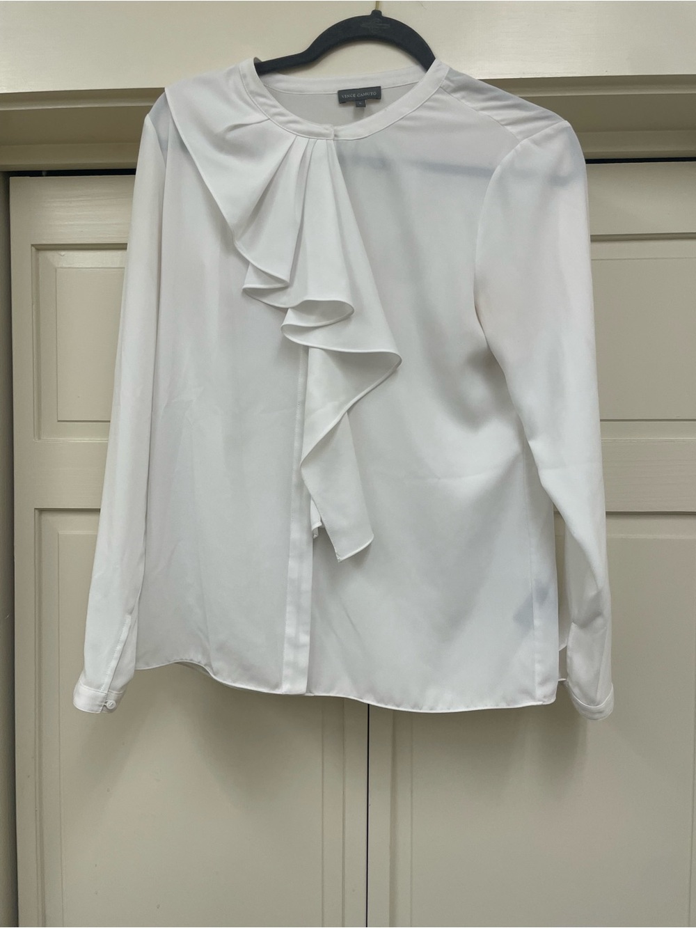 Vince Camuto White Pleated Front Blouse